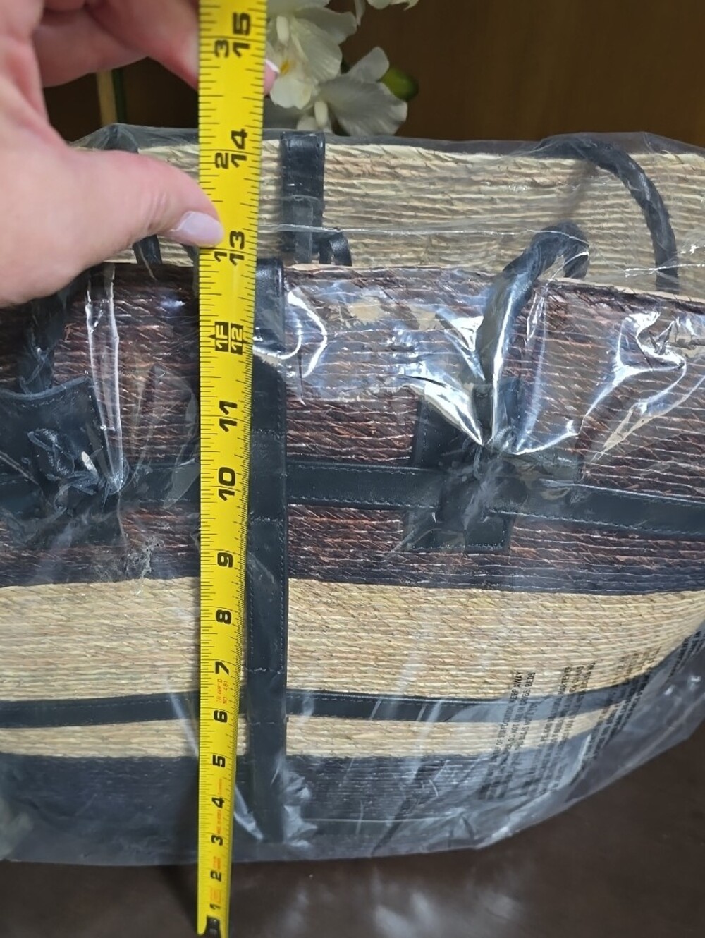 Altuzarra Watermill Striped Straw Tote in Brown, Cream & Black - Picture 11 of 12